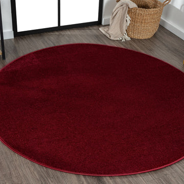 Haze Solid Low-pile Area Rug Dark Red